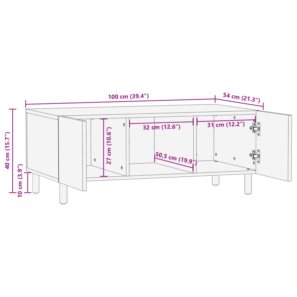 Salontafel 100X54X40 Cm Bewerkt Hout Zwart