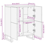 Dressoir 60X33X75 Cm Massief Mangohout Zwart