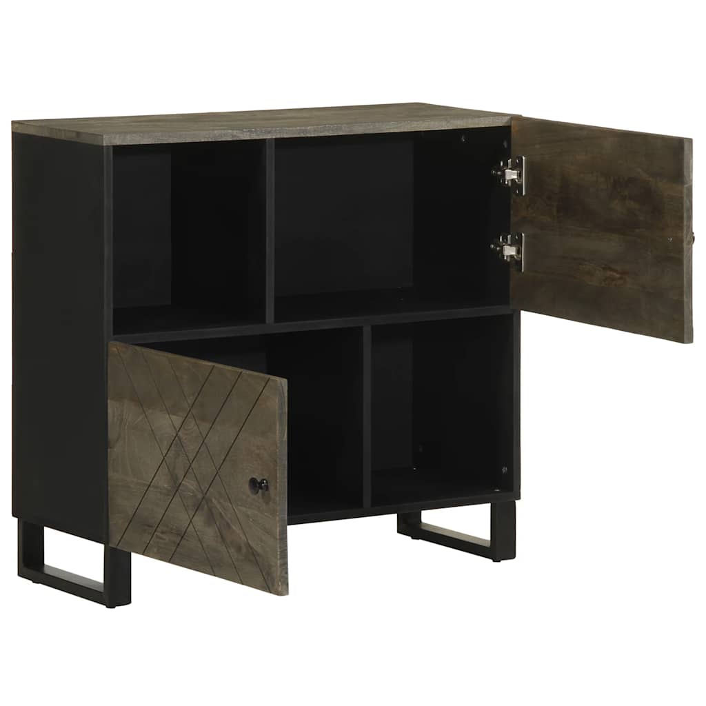 Dressoir 80X33X75 Cm Massief Mangohout Zwart