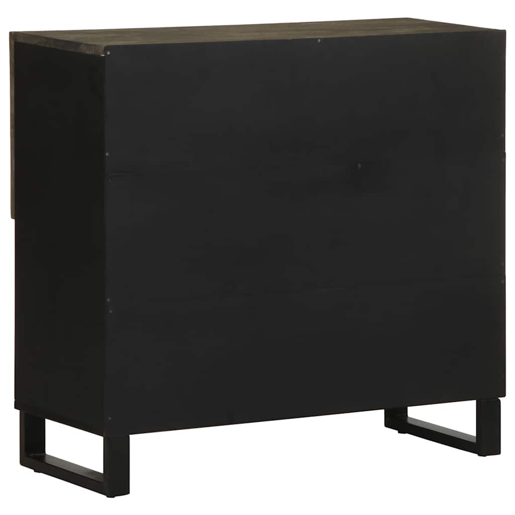 Dressoir 80X33X75 Cm Massief Mangohout Zwart