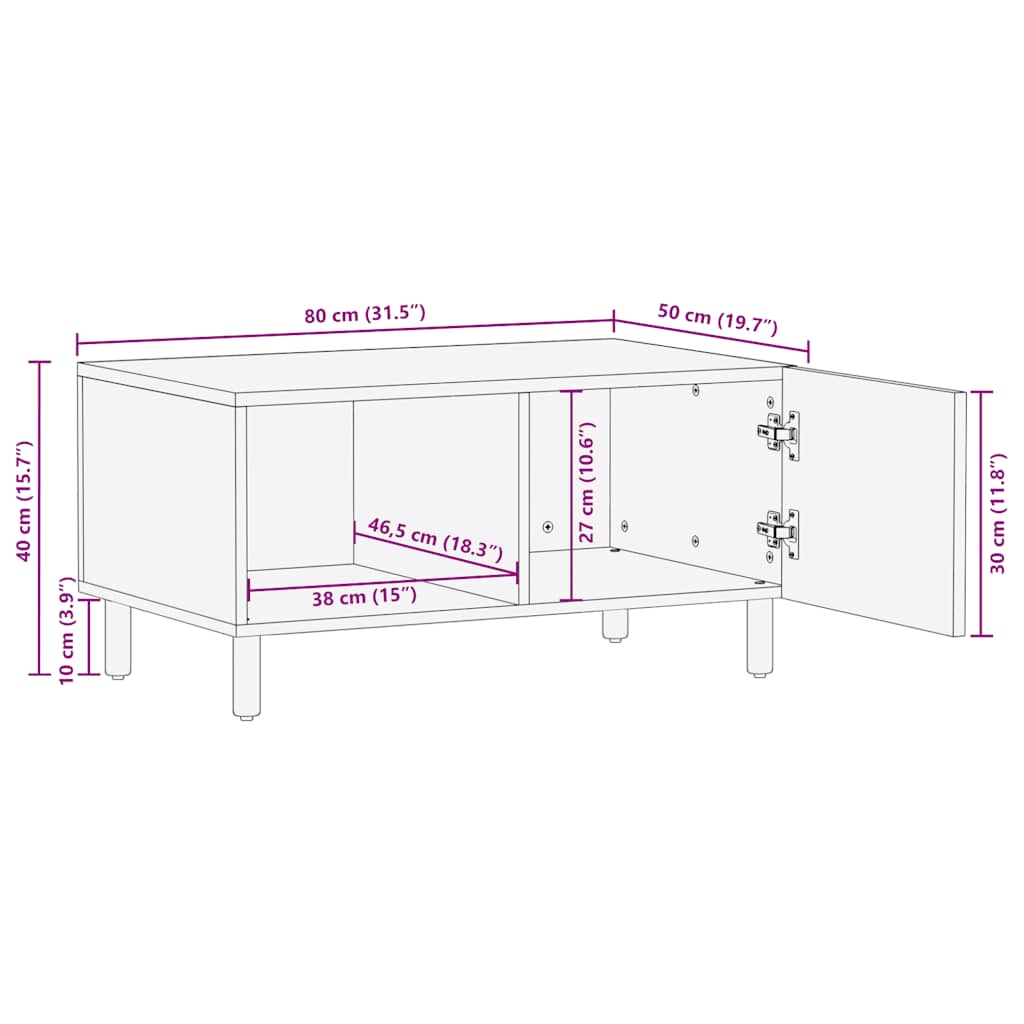 Salontafel 80X50X40 Cm Massief