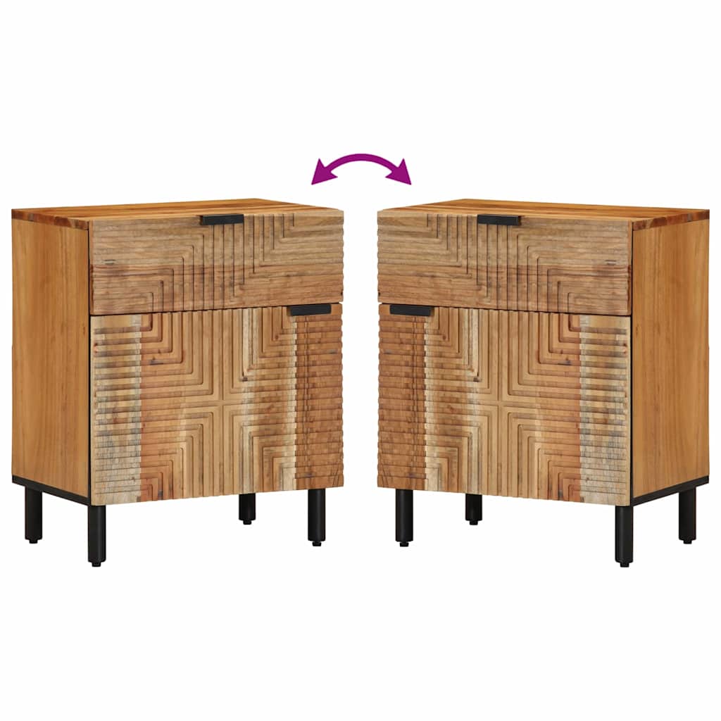 Nachtkastje Met Lade Bruin 50 X 33 X 60 Cm Massief Acaciahout