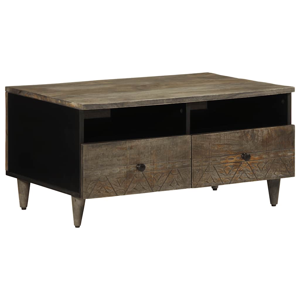 Salontafel 80X54X40 Cm Massief Mangohout Lichtgrijs