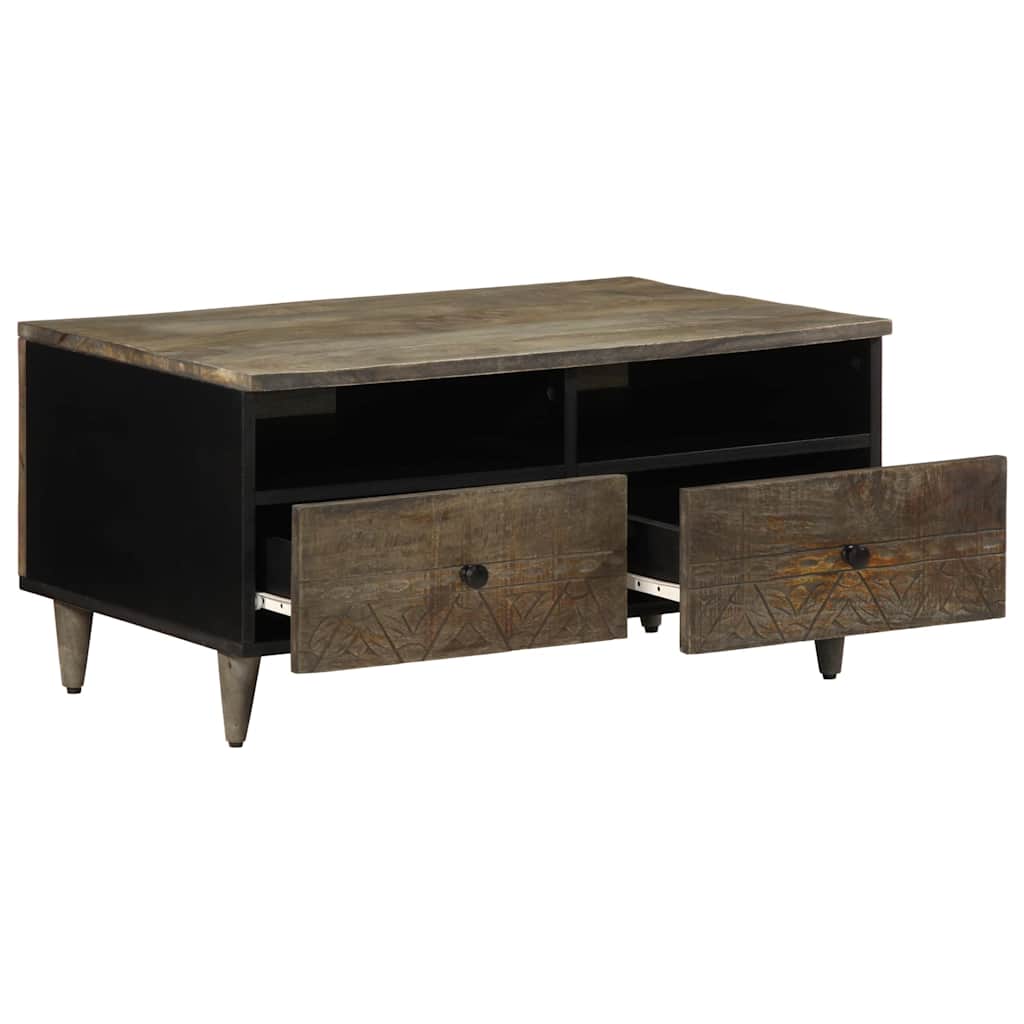 Salontafel 80X54X40 Cm Massief Mangohout Lichtgrijs