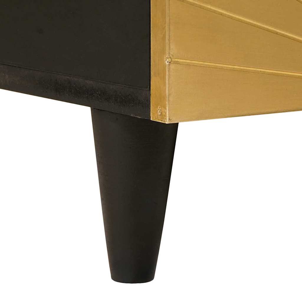 Salontafel Zwart En Goud 80 X 54 X 40 Cm Massief Mangohout