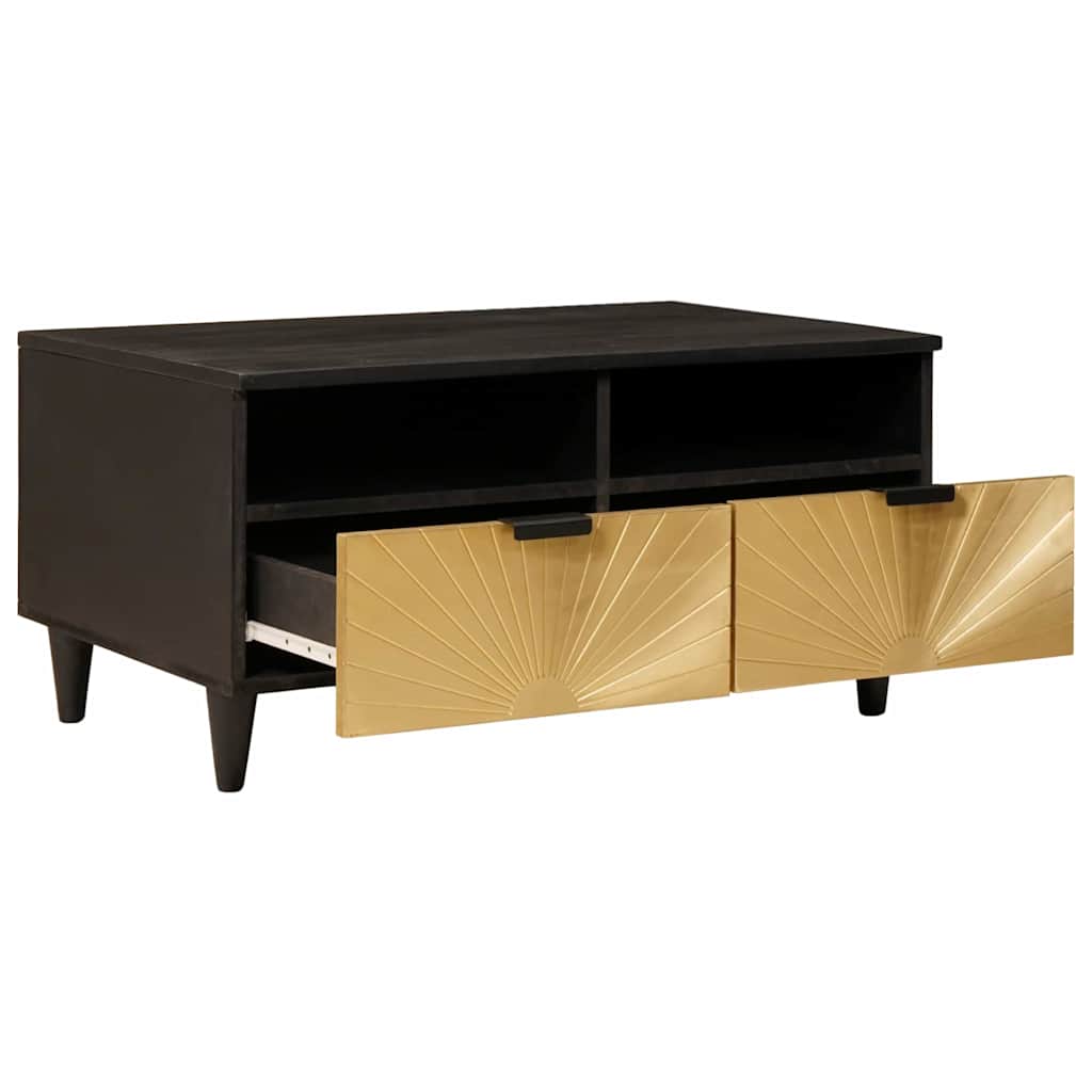 Salontafel Zwart En Goud 80 X 54 X 40 Cm Massief Mangohout