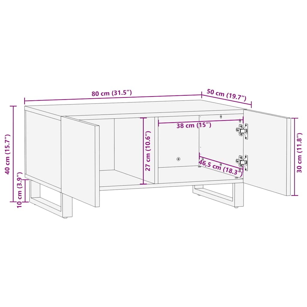 Salontafel Bruin En Zwart 80 X 50 X 40 Cm