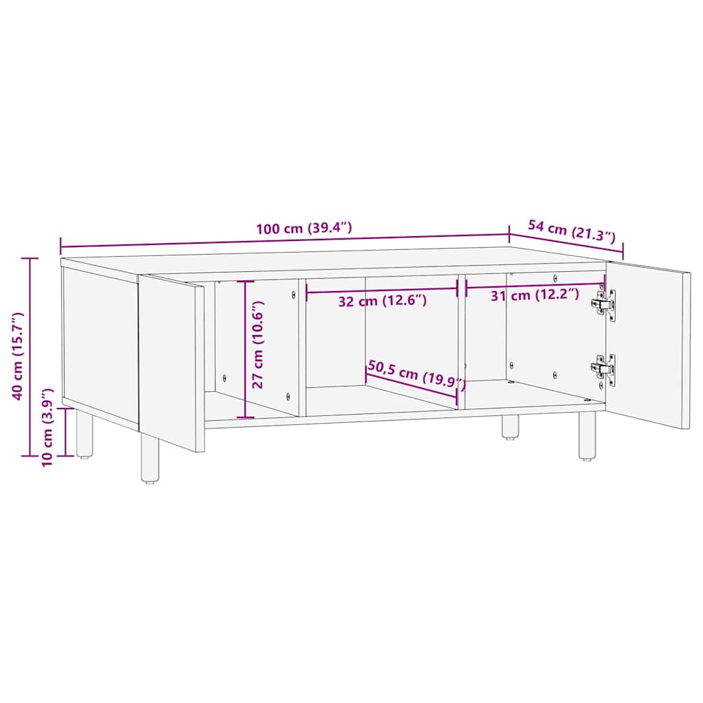 Salontafel Bruin En Zwart 100 X 54 X 40 Cm