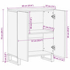 Dressoir 60 X 33.5 X 75 Cm Massief Mangohout