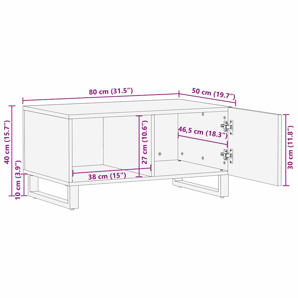 Salontafel Bruin En Zwart 80 X 50 X 40 Cm