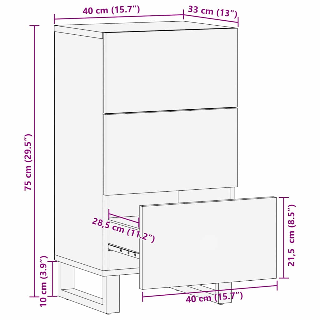 Dressoir Met Lade Bruin 40 X 33 X 75 Cm Massief Mangohout