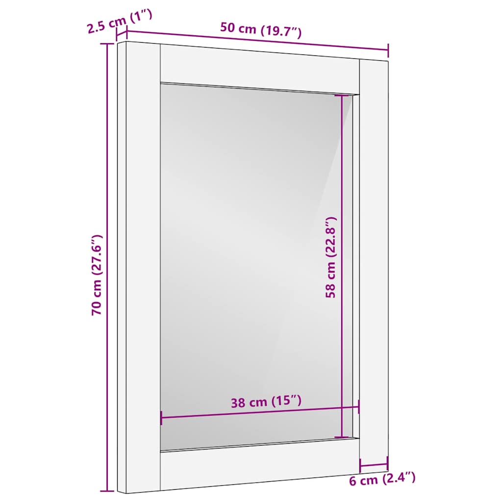 Spiegel Met Spiegel Lichtbruin 57 X 70 X 3 Cm Massief Mangohout