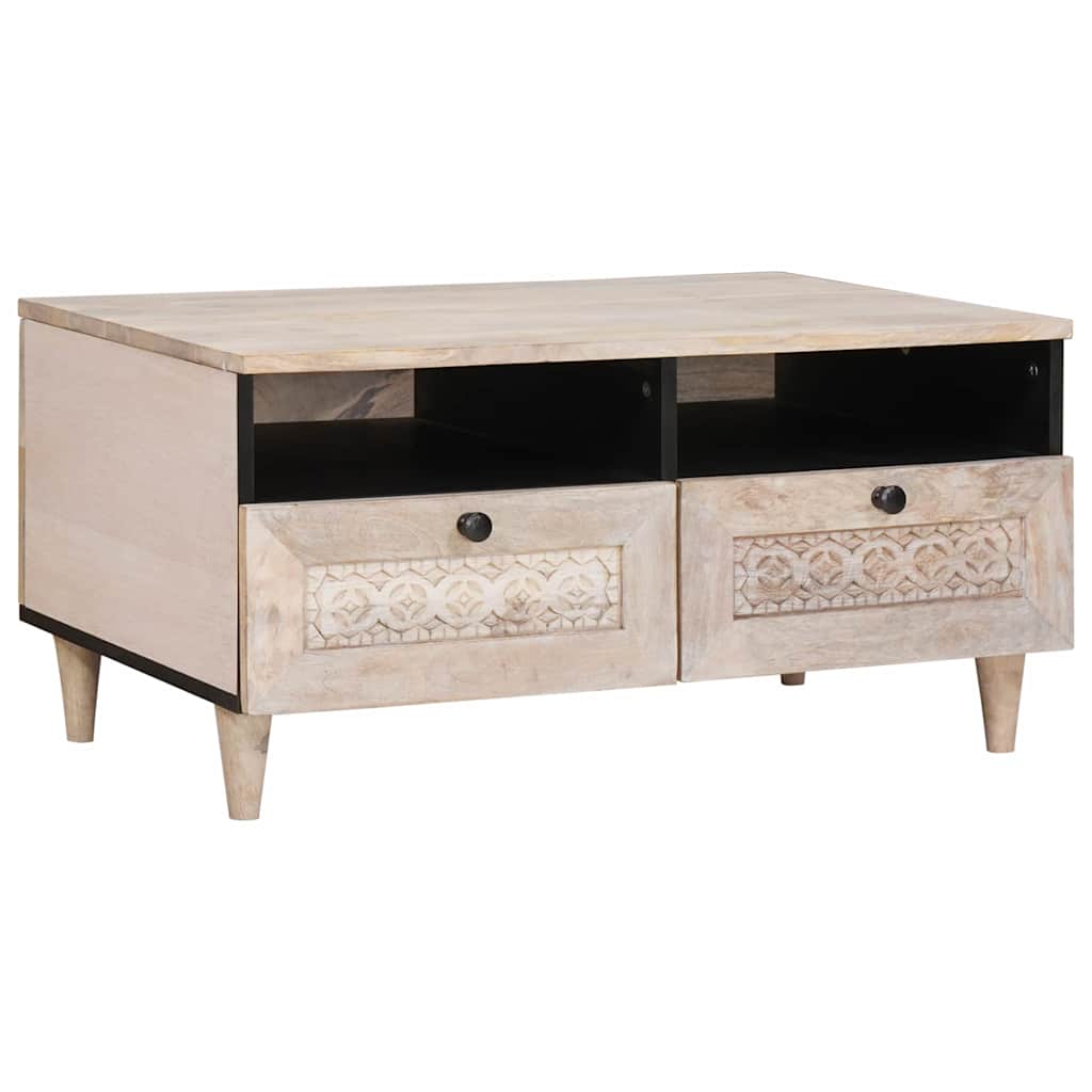Salontafel Lichtbruin 80 X 54 X 40 Cm Massief Mangohout