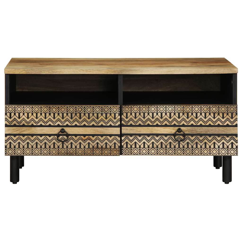Salontafel 80X54X40 Cm Massief Ruw Mangohout Zwart