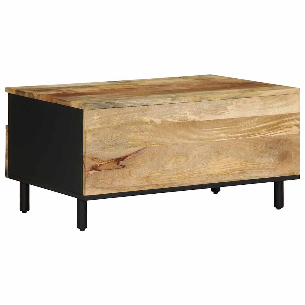 Salontafel 80X54X40 Cm Massief Ruw Mangohout Zwart
