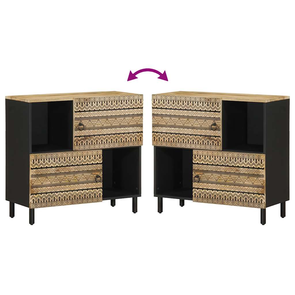 Dressoir 80X33,5X75 Cm Massief Ruw Mangohout