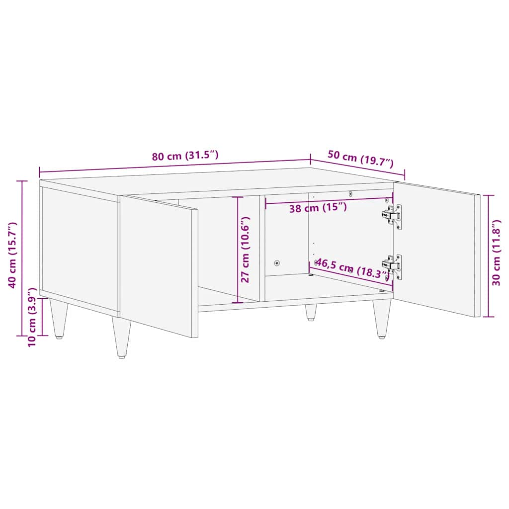 Salontafels Bruin 80 X 50 X 40 Cm Bamboe En Massief Mango Hout