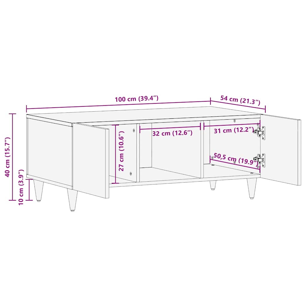 Salontafels Bruin 100 X 54 X 40 Cm Bamboe En Massief Mango Hout