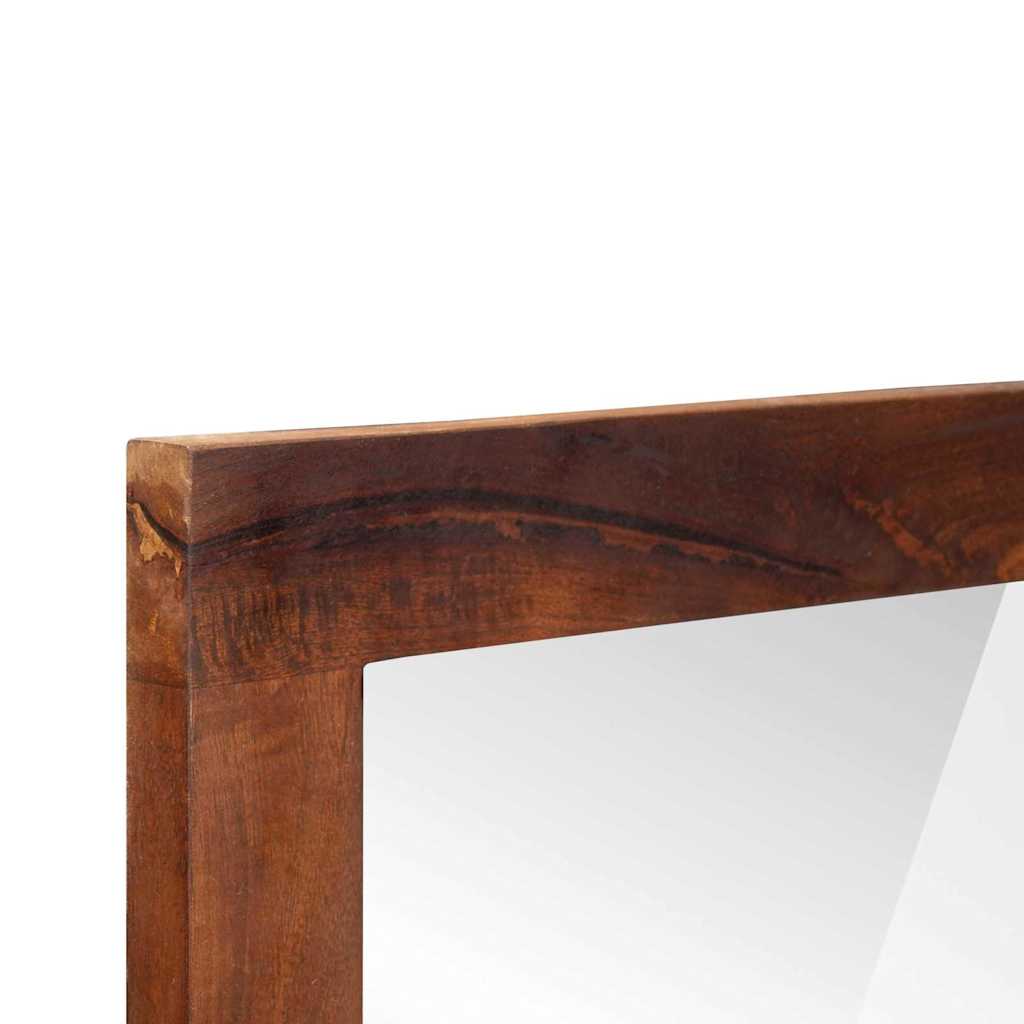 Spiegel Bruin En Zilver 50 X 70 Cm Massief Mango Hout, Glas