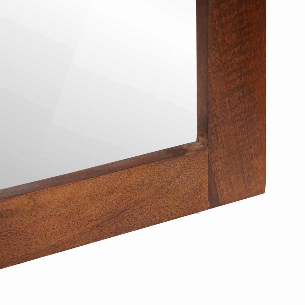 Spiegel Bruin En Zilver 50 X 70 Cm Massief Mango Hout, Glas