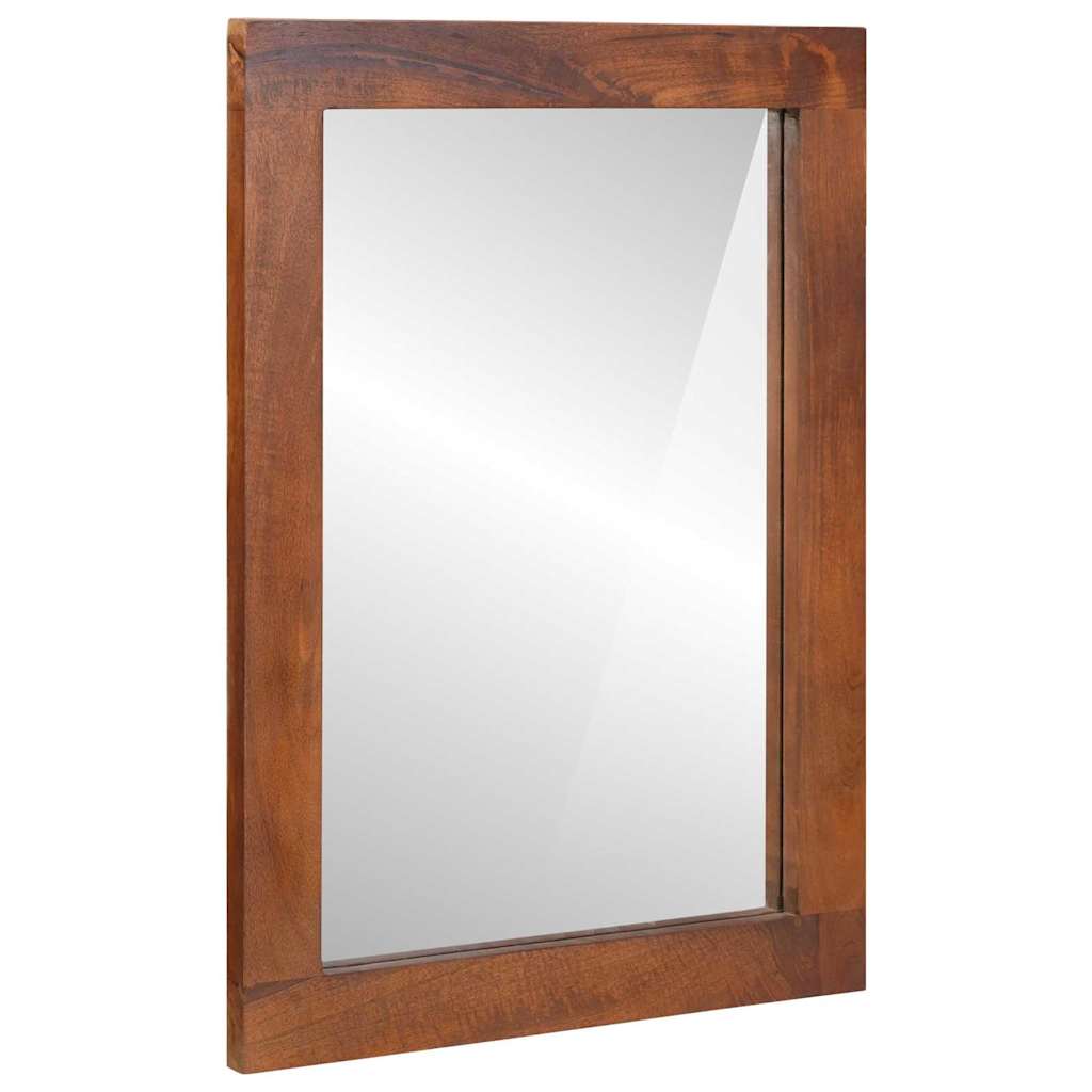Spiegel Bruin En Zilver 50 X 70 Cm Massief Mango Hout, Glas