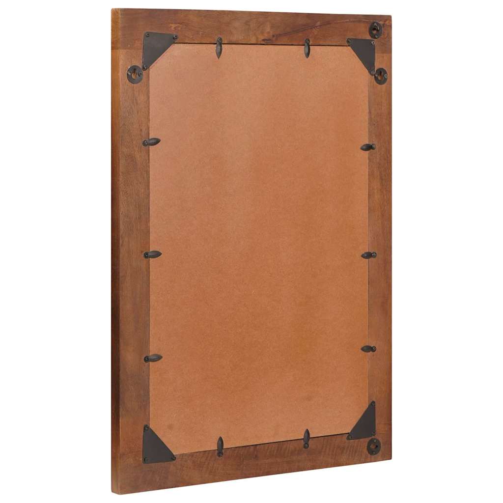 Spiegel Bruin En Zilver 50 X 70 Cm Massief Mango Hout, Glas