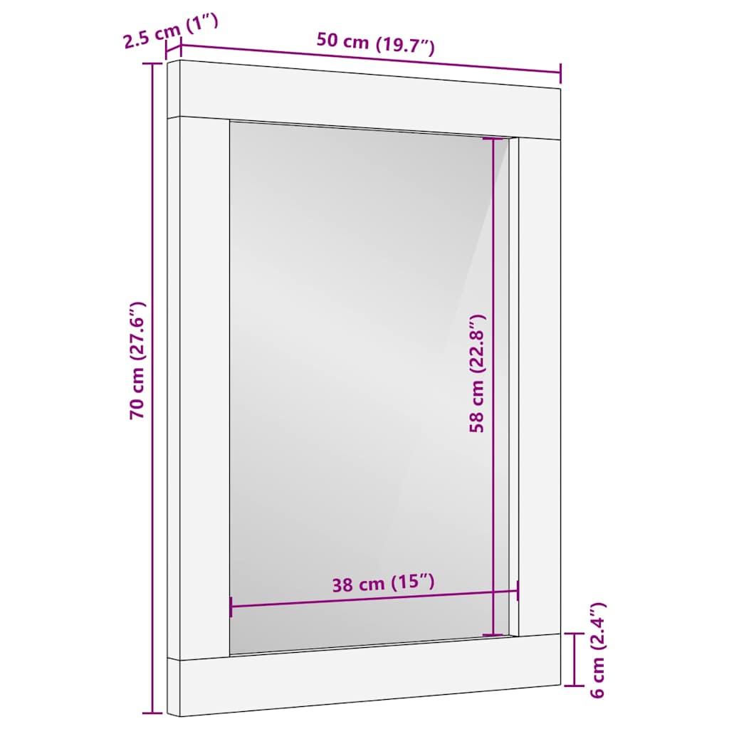 Spiegel Bruin En Zilver 50 X 70 Cm Massief Mango Hout, Glas