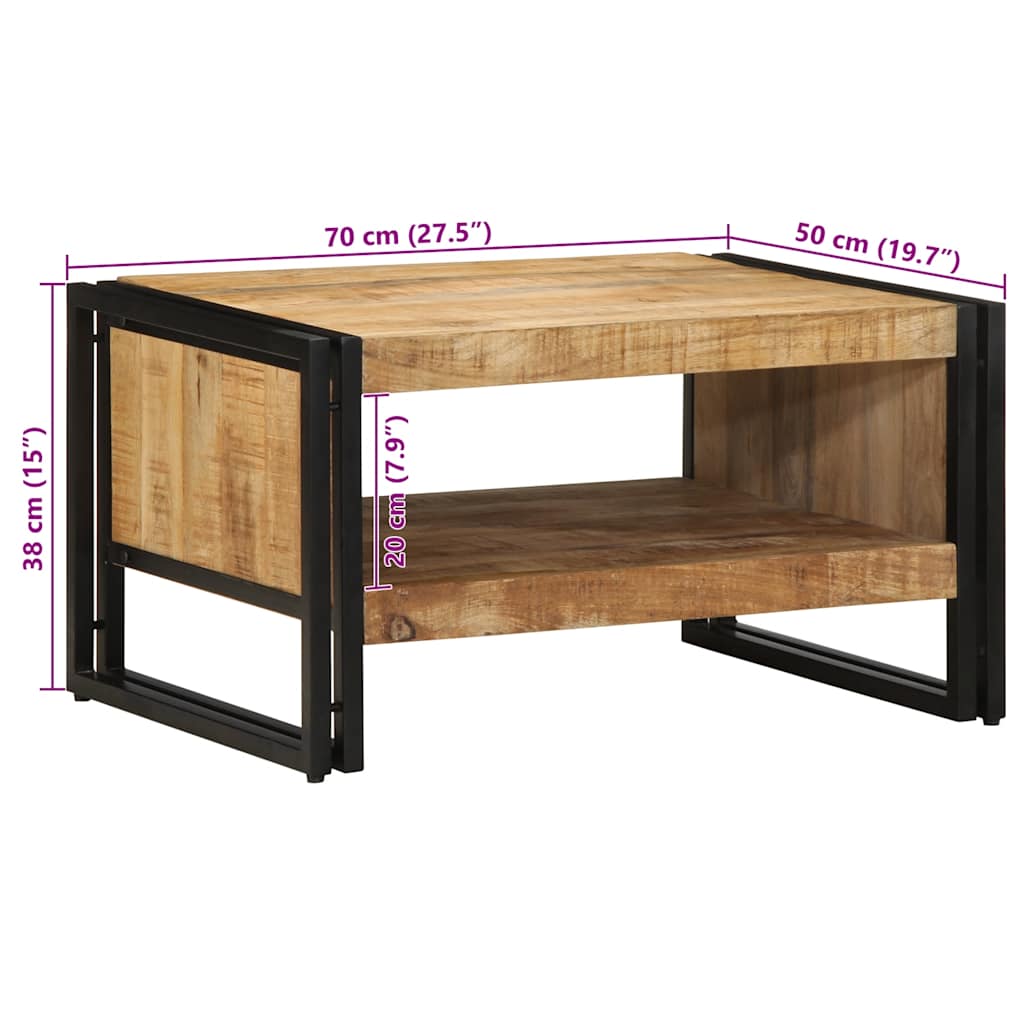 Salontafel 70X50X38 Cm Massief Ruw Bruin