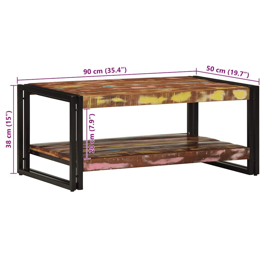 Salontafel 90X50X38 Cm Massief Gerecycled Hout Meerkleurig Multikleur