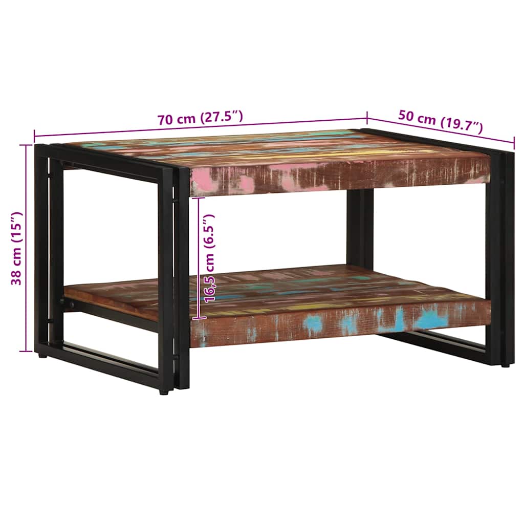 Salontafel 70X50X38 Cm Massief Gerecycled Hout Meerkleurig Multikleur