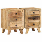 Nachtkastje 37X32X50 Cm Massief Hout Ruw Mangohout