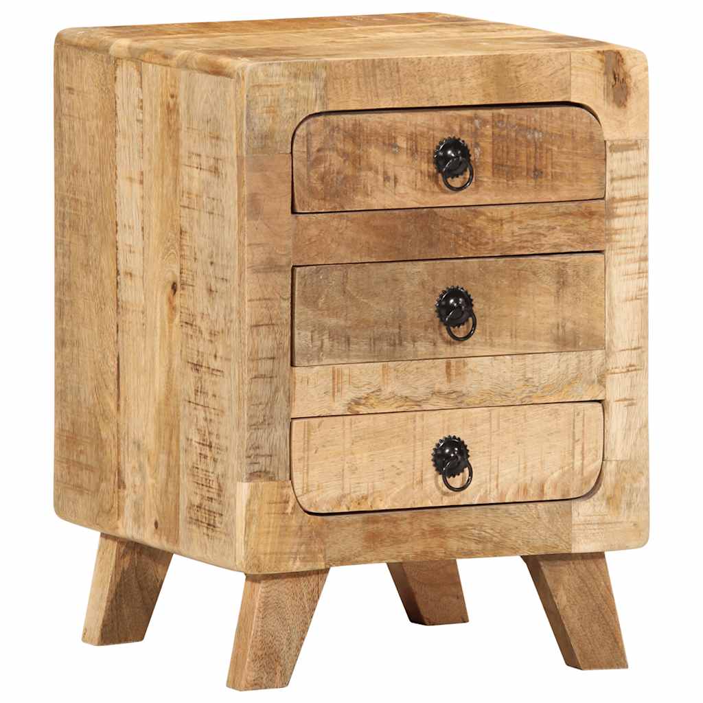 Nachtkastje 37X32X50 Cm Massief Hout Ruw Mangohout