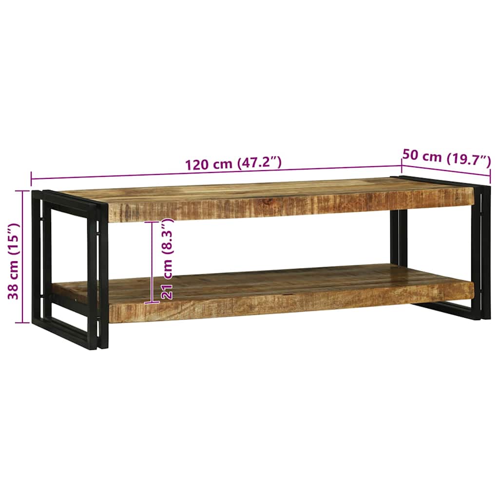 Salontafel Bruin 120 X 50 X 38 Cm Massief Mangohout