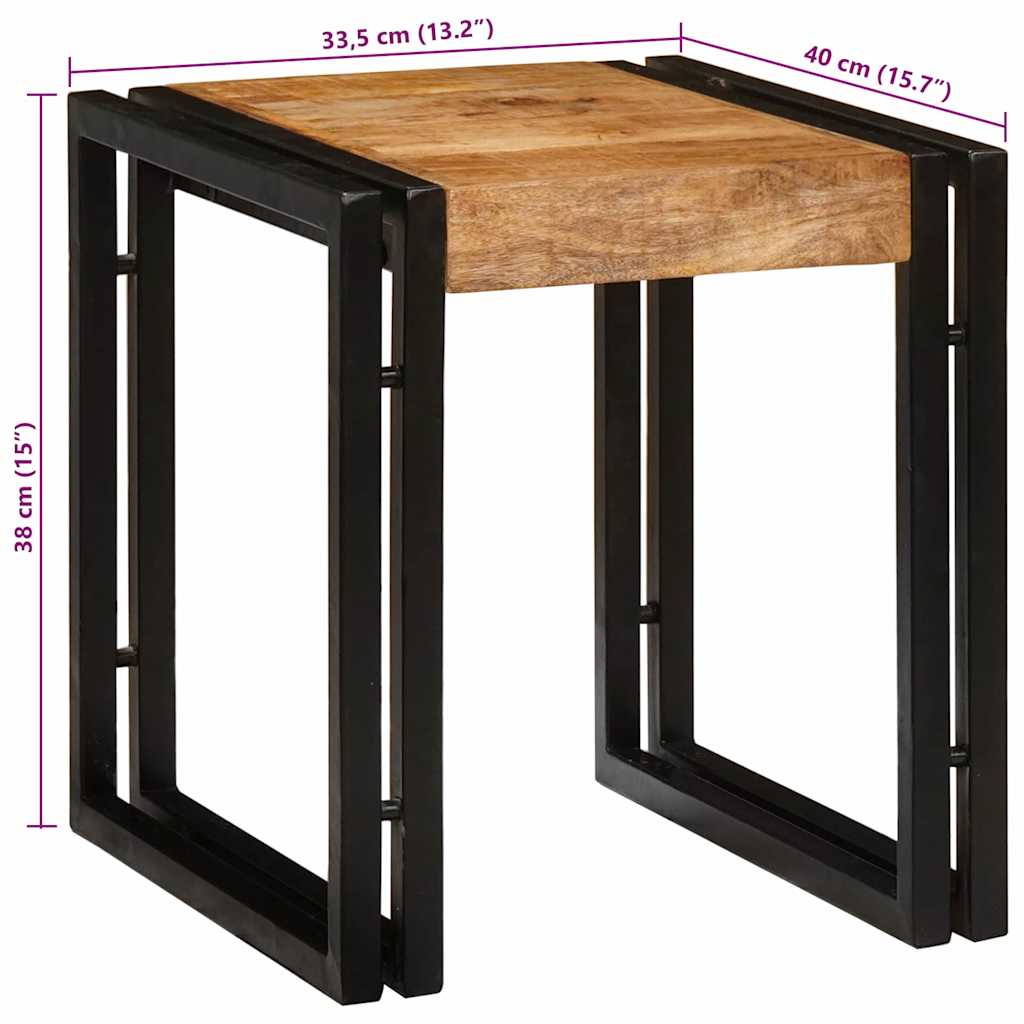 Nesttafel 3 Pcs Massief Ruwe Mango Hout En Een Metaal