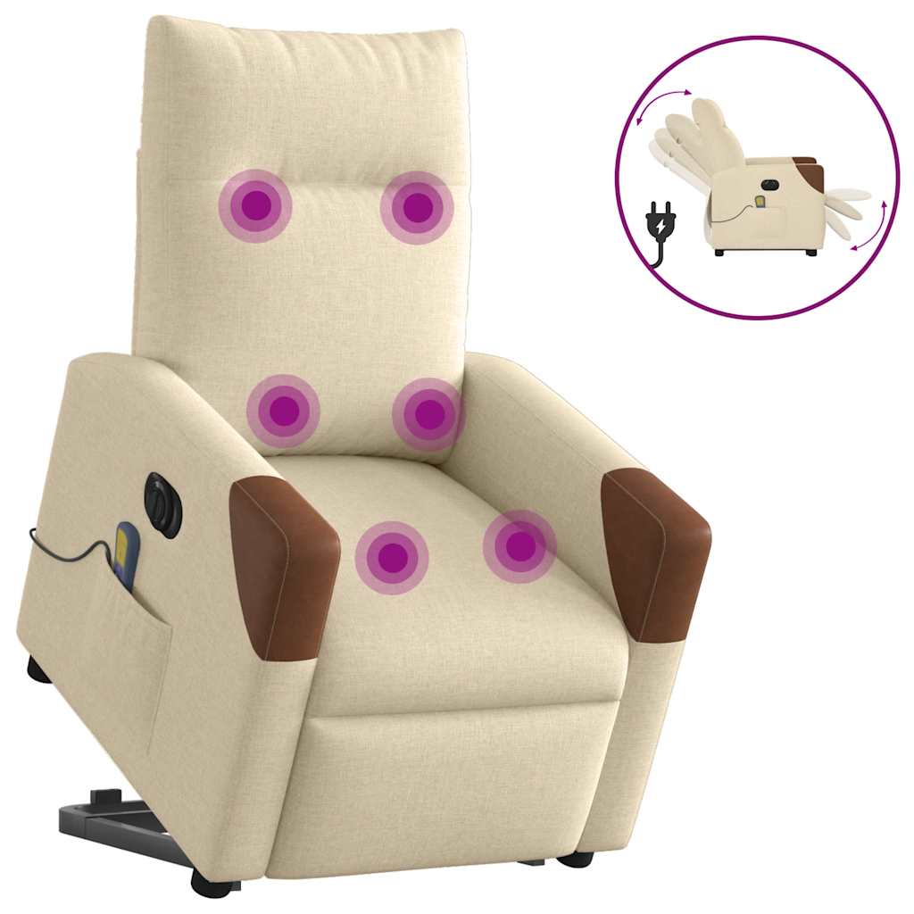 Sta-Op-Massagestoel Stof Kleurig Crème