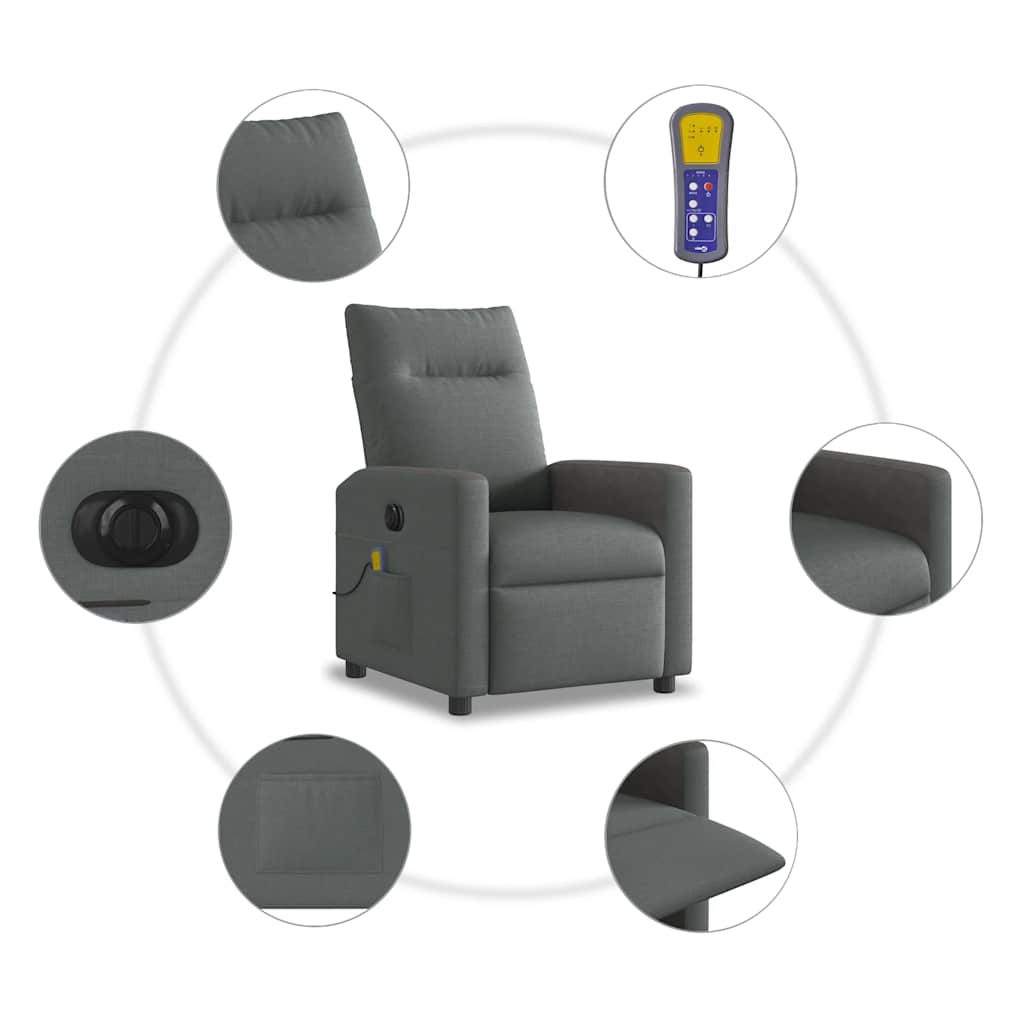 Massagestoel Stof Donkergrijs