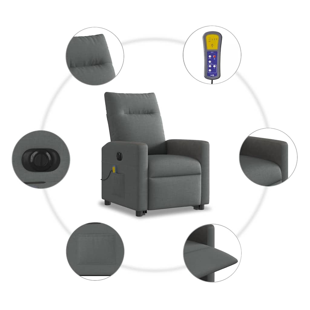 Sta-Op-Massagestoel Stof Donkergrijs