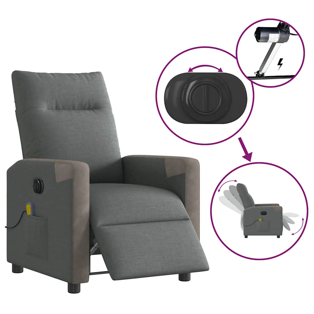Massagestoel Stof Donkergrijs