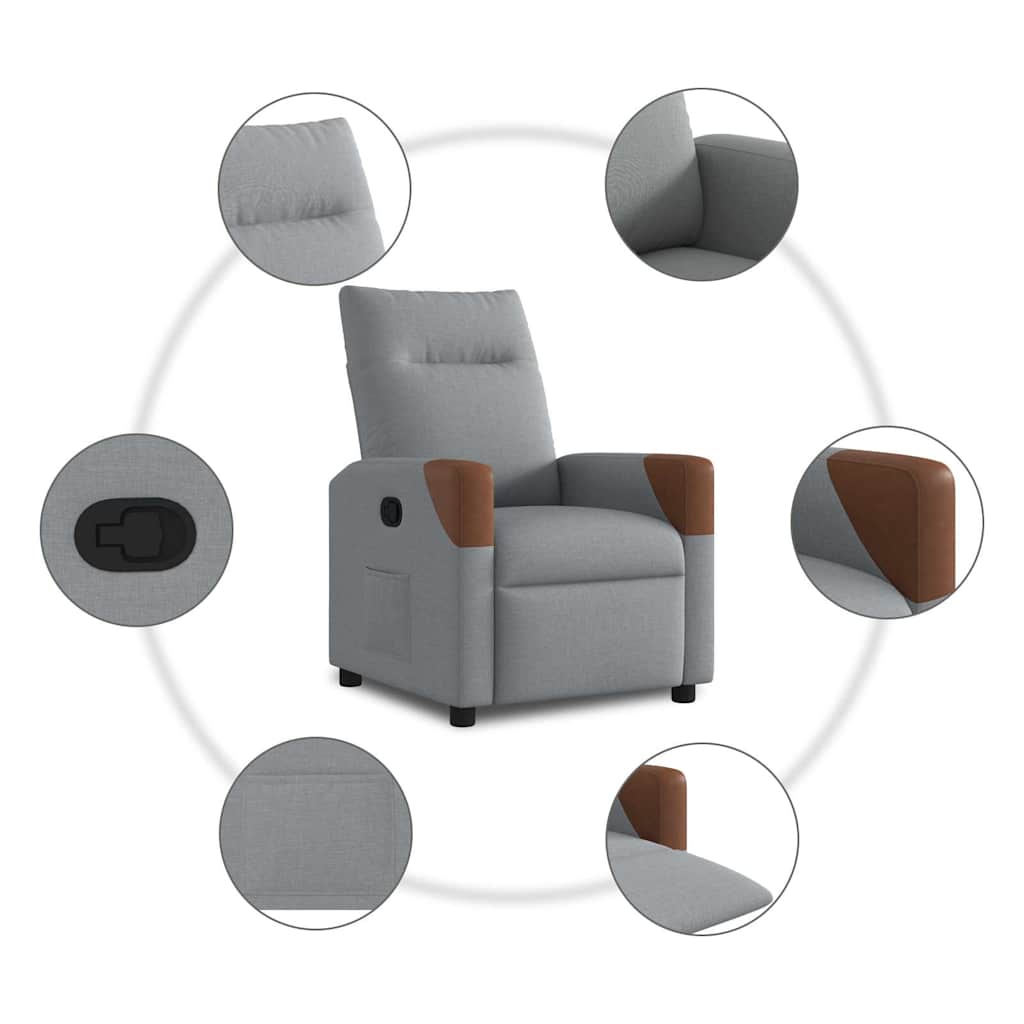 Fauteuil Verstelbaar Stof Lichtgrijs
