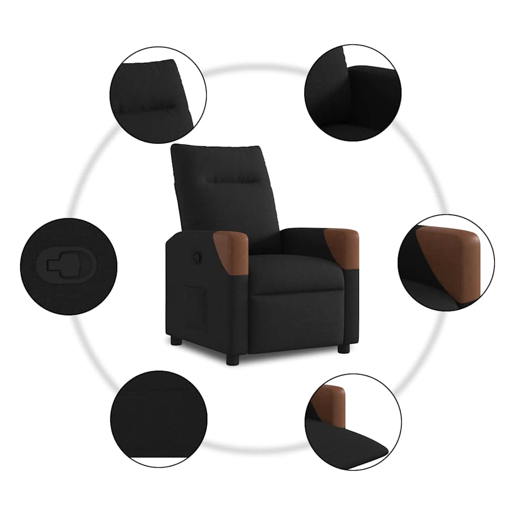 Fauteuil Verstelbaar Stof Zwart