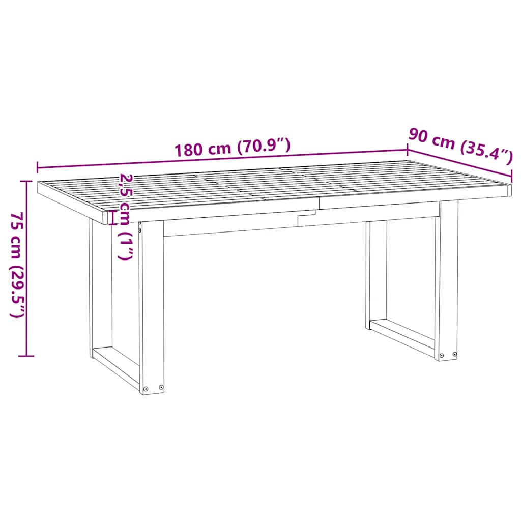 Eettafel Noain E Poten 180X90X75 Cm Massief Grenenhout