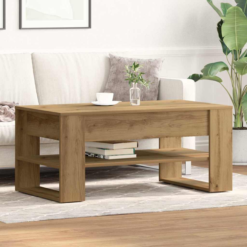 Salontafel 102X55X45 Cm Bewerkt Hout Eikenkleurig