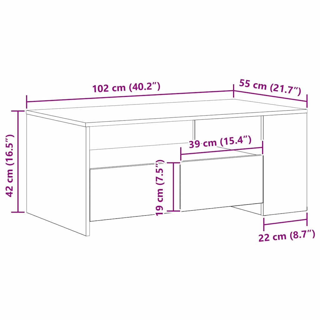 Salontafel 102 X 55 X 43.5 Cm