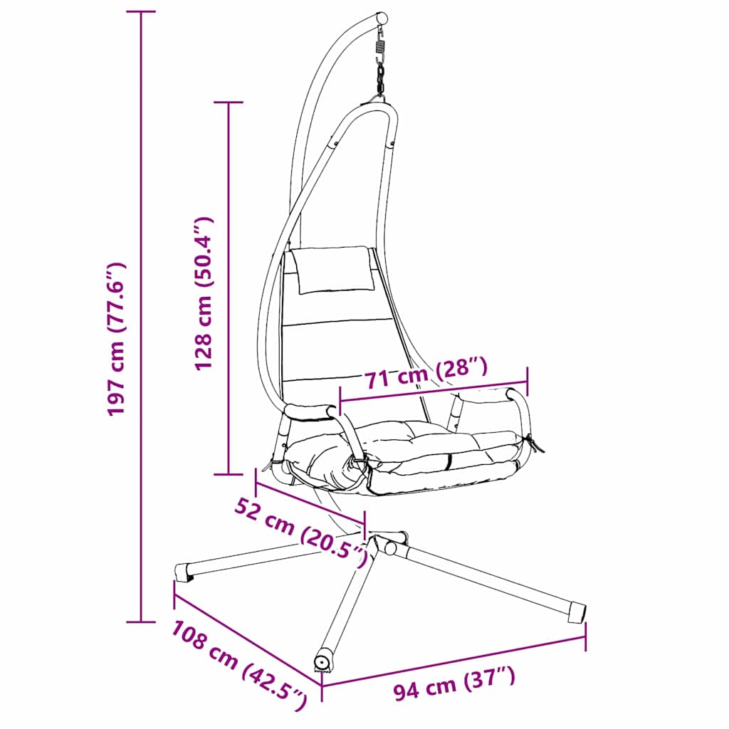 Hangende Ei-Stoel 94 X 107 X 196.5 Cm Staal