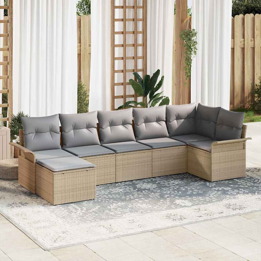 Tuin Sofa Set Met Kussen 7 Pcs Poly Riet