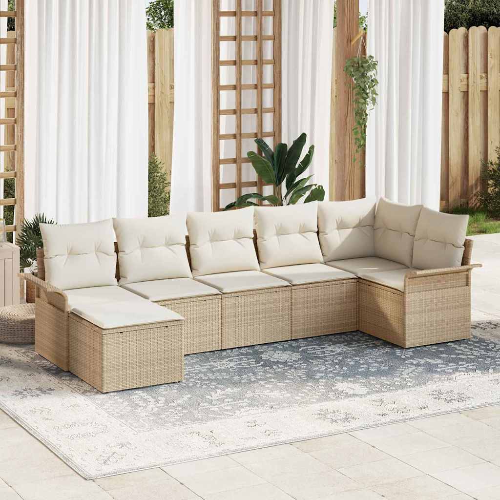 Tuin Sofa Set Met Kussen 7 Pcs Poly Riet