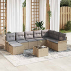 Tuin Sofa Set Met Kussen 9 Pcs Poly Riet