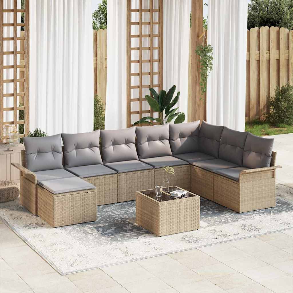 Tuin Sofa Set Met Kussen 9 Pcs Poly Riet