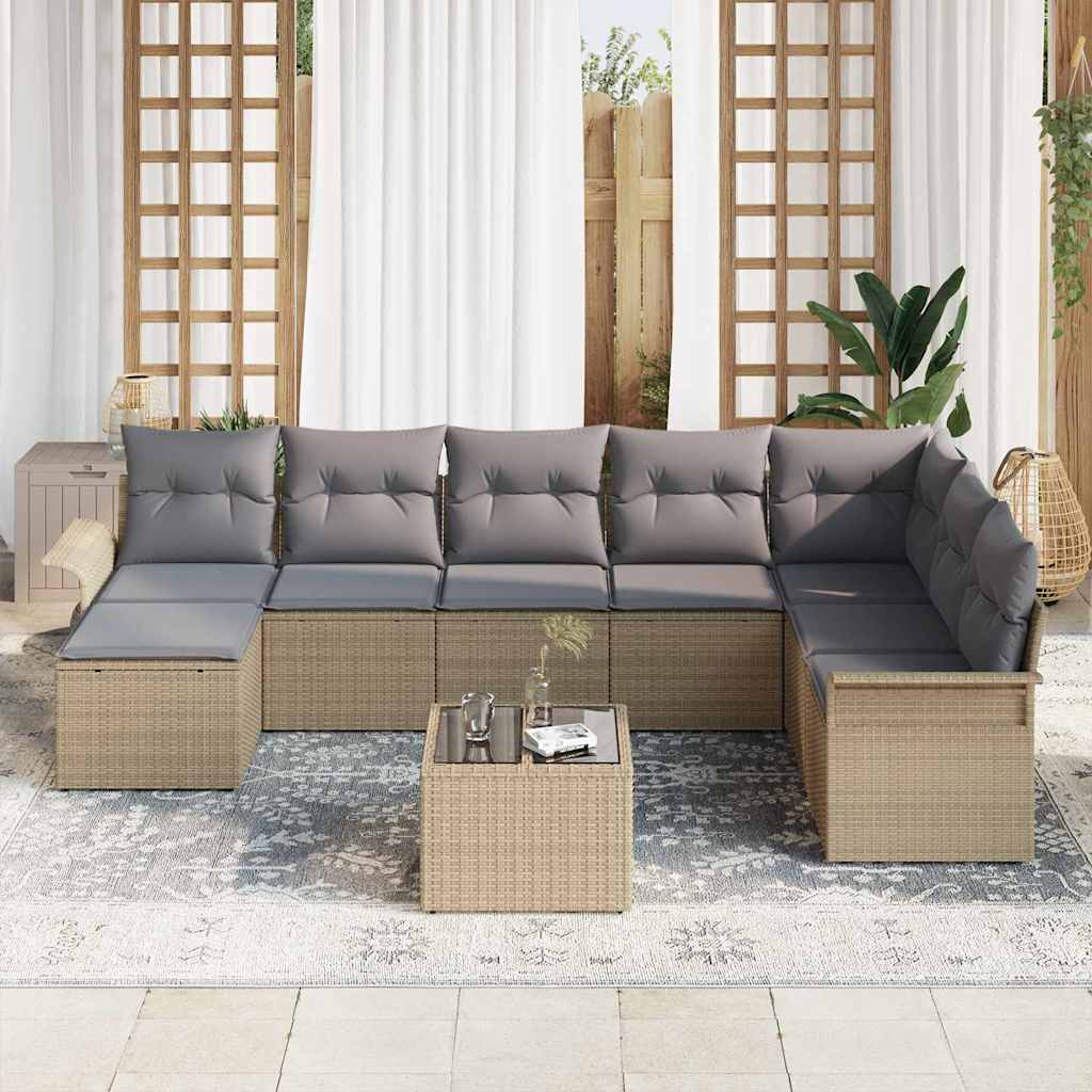 Tuin Sofa Set Met Kussen 9 Pcs Poly Riet