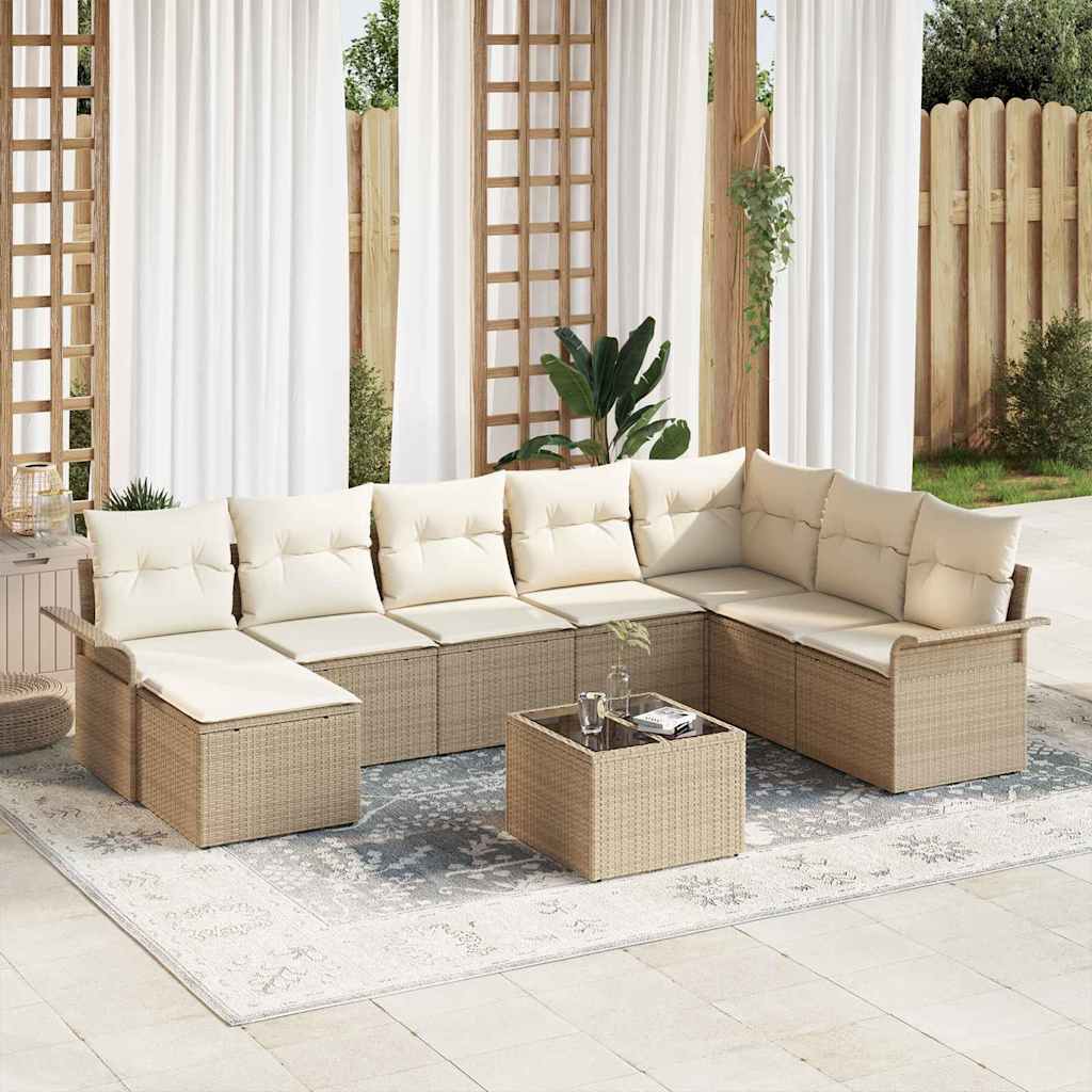 Tuin Sofa Set Met Kussen 9 Pcs Poly Riet